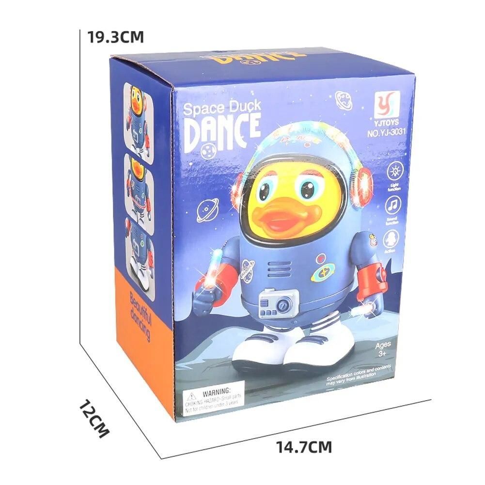 Electric Dancing Space Duck Smooth with Music Light Noisy Duck Toys Battery Powered Glowing Duck Doll for Children Birthday Gift