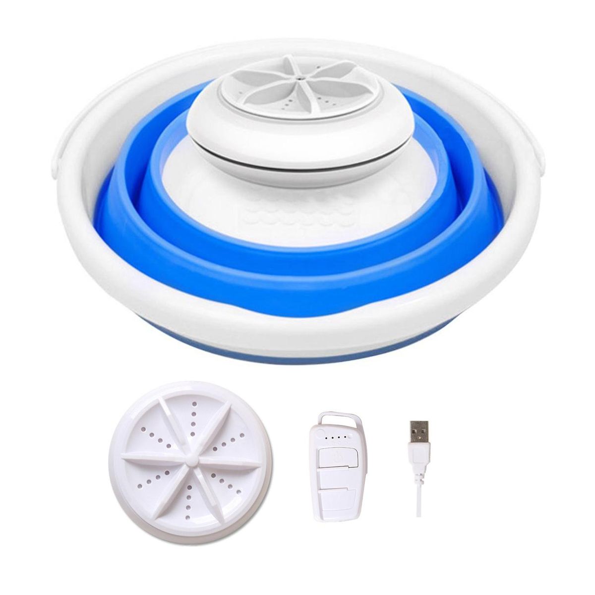 Foldable Mini Washing Machine Rotating Ultrasonic Turbines Washer USB Charging Laundry Clothes Cleaner for Travel