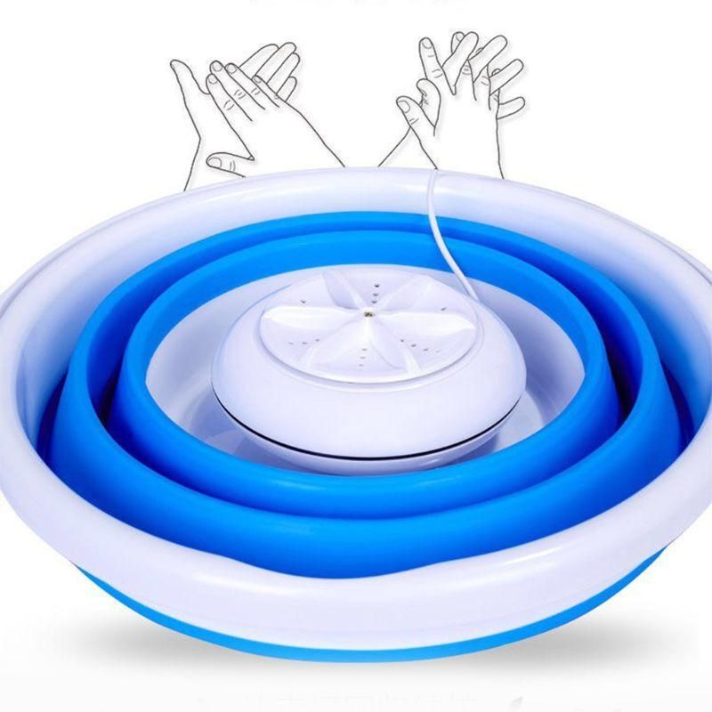 Foldable Mini Washing Machine Rotating Ultrasonic Turbines Washer USB Charging Laundry Clothes Cleaner for Travel