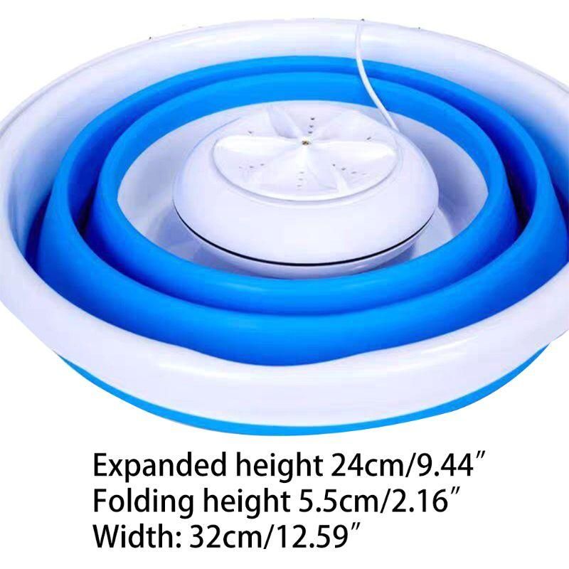 Foldable Mini Washing Machine Rotating Ultrasonic Turbines Washer USB Charging Laundry Clothes Cleaner for Travel