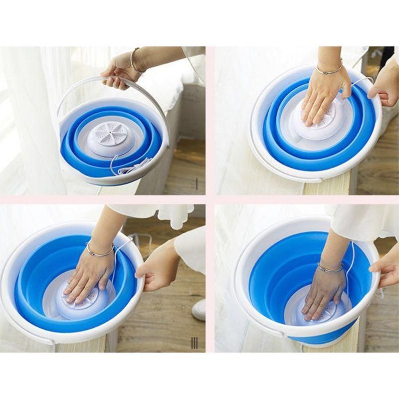 Foldable Mini Washing Machine Rotating Ultrasonic Turbines Washer USB Charging Laundry Clothes Cleaner for Travel