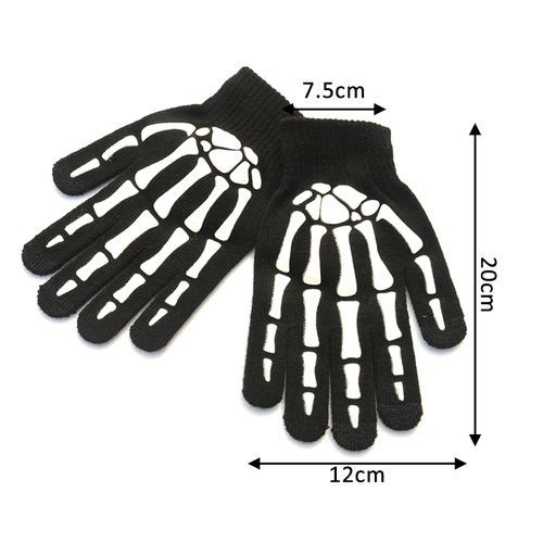 Halloween Supplies Luminous Gloves For Winter Hand Warmer Non Slip Horror Hand Bone Skull Grimace Mitten Unisex Keep Warm Gloves(#Bone Half Finger)
