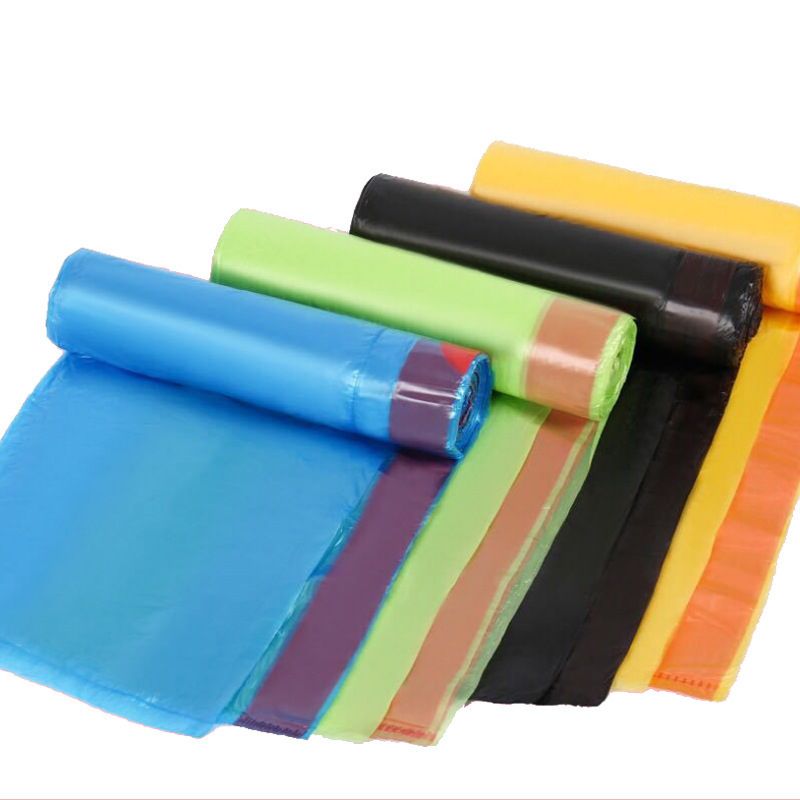 15pcs/roll Biodegradable Garbage Bag Storage Plastic Trash Bags Kitchen Garbage Box Household Disposable PE Drawstring Handles