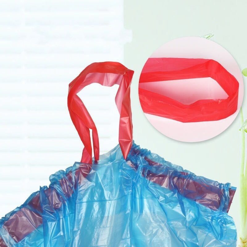 15pcs/roll Biodegradable Garbage Bag Storage Plastic Trash Bags Kitchen Garbage Box Household Disposable PE Drawstring Handles