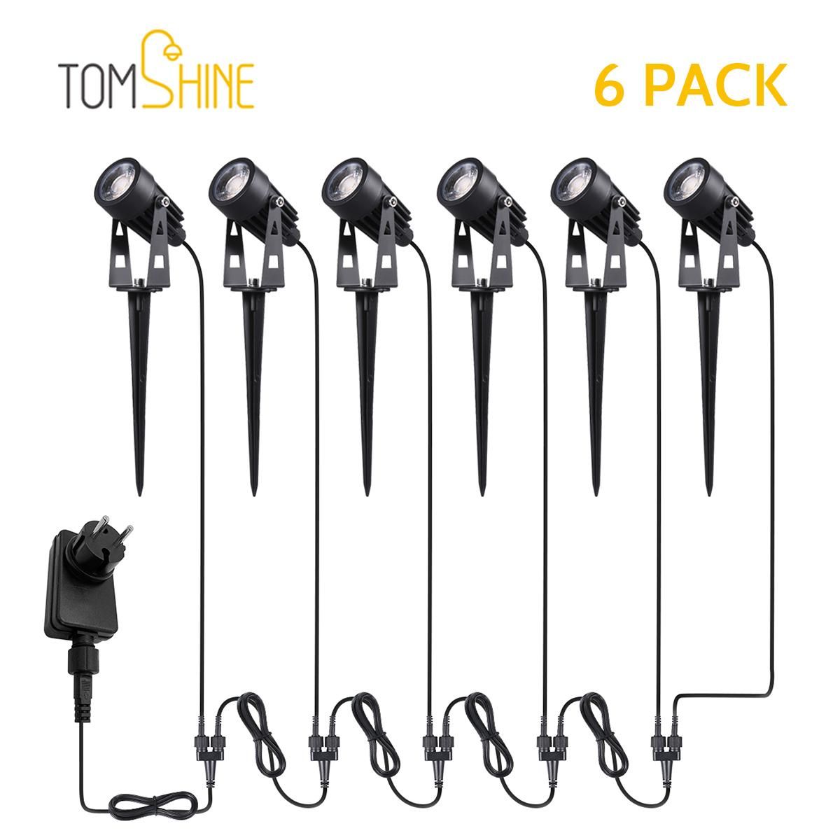 Tomshine 6-in-1 Garden Lights Low Voltage LED Landscape Lighting IP44 Water-resistant Outdoor Lamp Warm White for Walkway Trees Yard