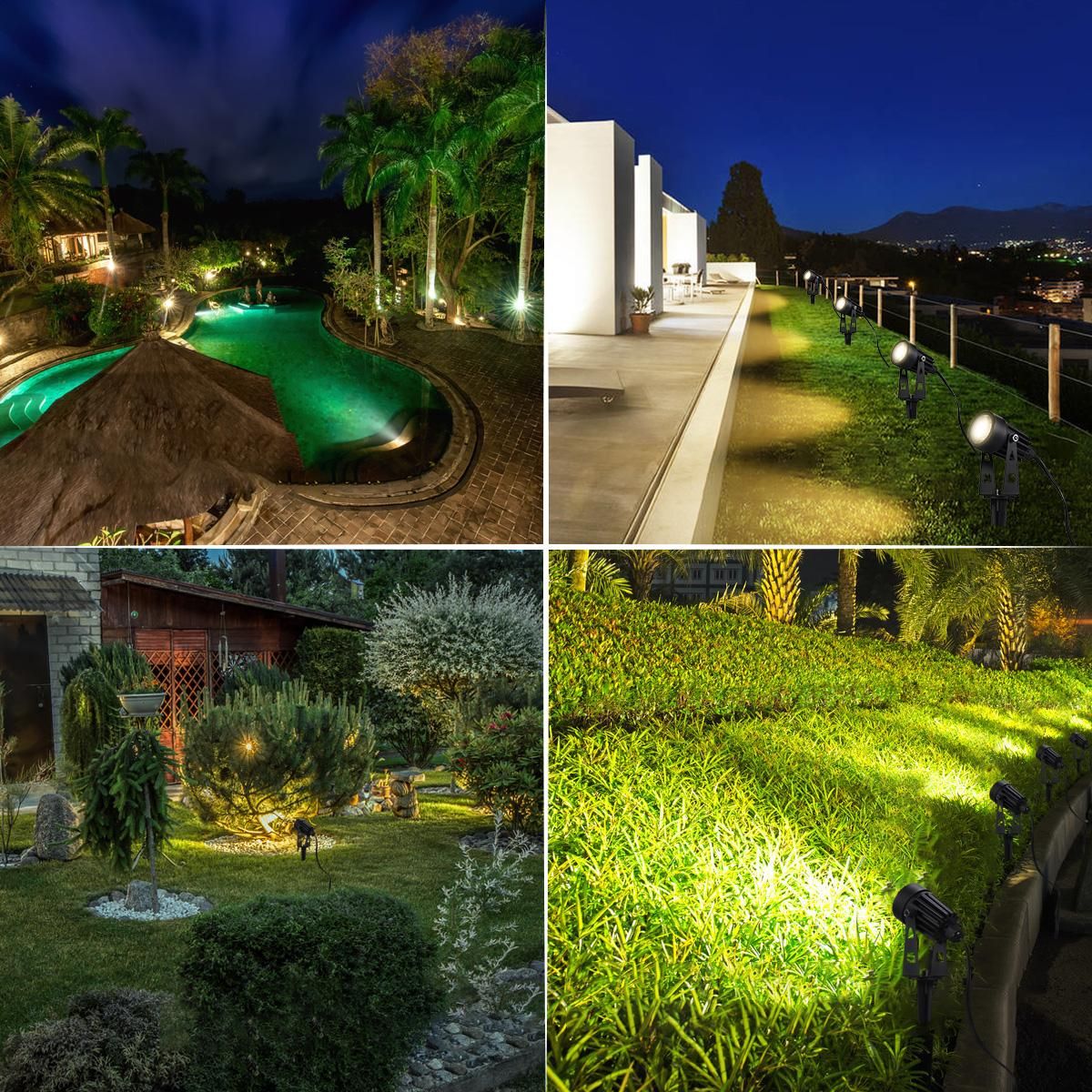 Tomshine 6-in-1 Garden Lights Low Voltage LED Landscape Lighting IP44 Water-resistant Outdoor Lamp Warm White for Walkway Trees Yard