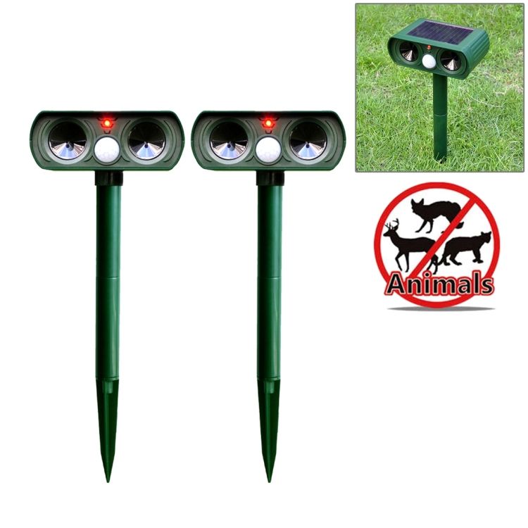 2 PCS RC-510 Ultrasonic Solar-powered Animal Repeller