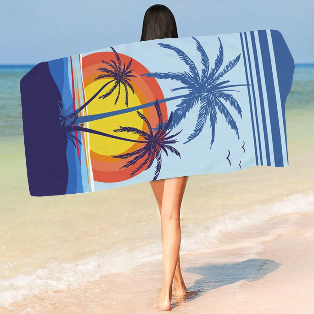 Shower Towel Soccer Print Beach Towel Blanket F