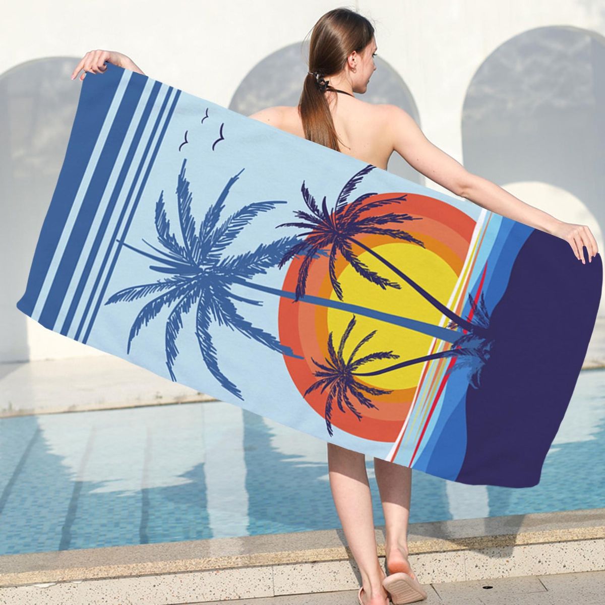 Shower Towel Soccer Print Beach Towel Blanket F