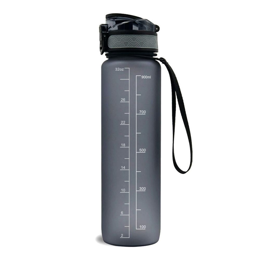 1PC 1L Sports Water Bottle With Time Marker BPA Free & Leak Proof