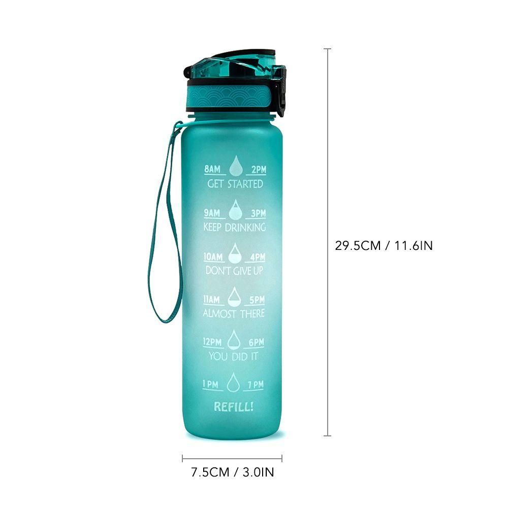 1PC 1L Sports Water Bottle With Time Marker BPA Free & Leak Proof