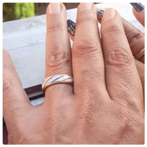 6mm Textured Silver Gold Titanium Steel Wedding Band