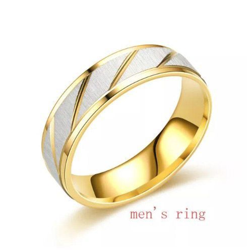 6mm Textured Silver Gold Titanium Steel Wedding Band