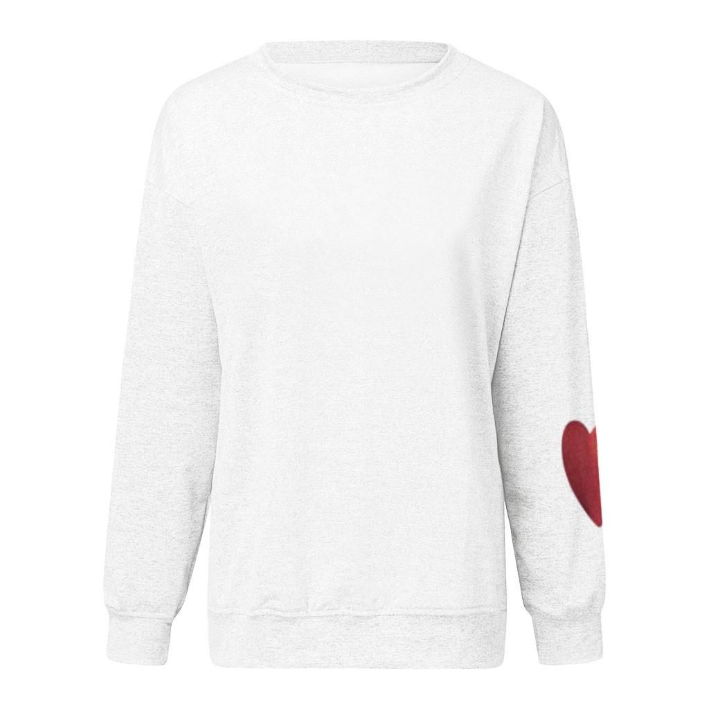 Women's Solid Color O-Neck Valentine's Day Love Print Loose Sweatshirt