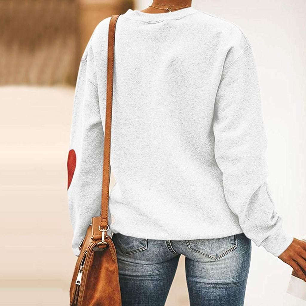 Women's Solid Color O-Neck Valentine's Day Love Print Loose Sweatshirt