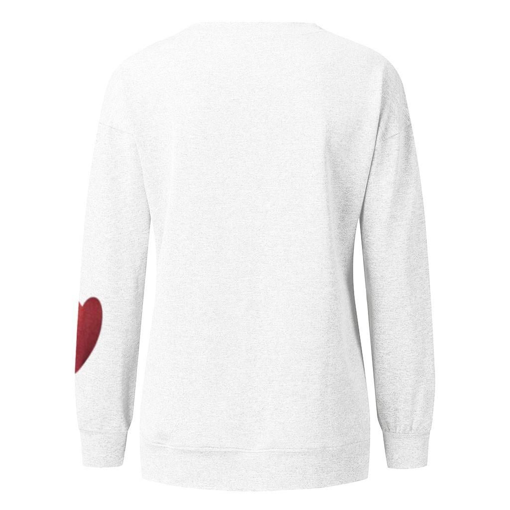 Women's Solid Color O-Neck Valentine's Day Love Print Loose Sweatshirt