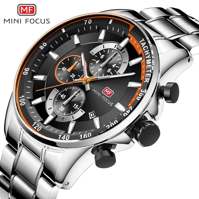 MINIFOCUS Brand Luxury Mens Watches Date Luminous Hours Stainless Steel Casual Military Sport Men Quartz Wrist Watch Male Clock 0218
