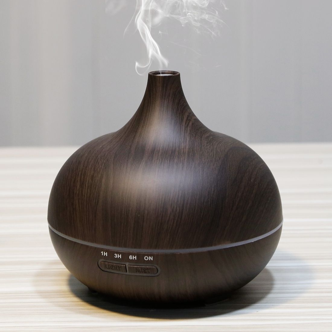 W350 14W 300ML Wood Grain Aromatherapy Air Purifier Humidifier With LED Light For Office / Home Room (Coffee)