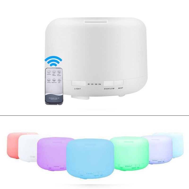 T500 Remote Control Clear White Air Humidifier Essential Oil Diffuser Ultrasonic Mist Maker Ultrasonic Aroma Diffuser Atomizer Color LED, Capacity: 500ml, DC 24V, US Plug