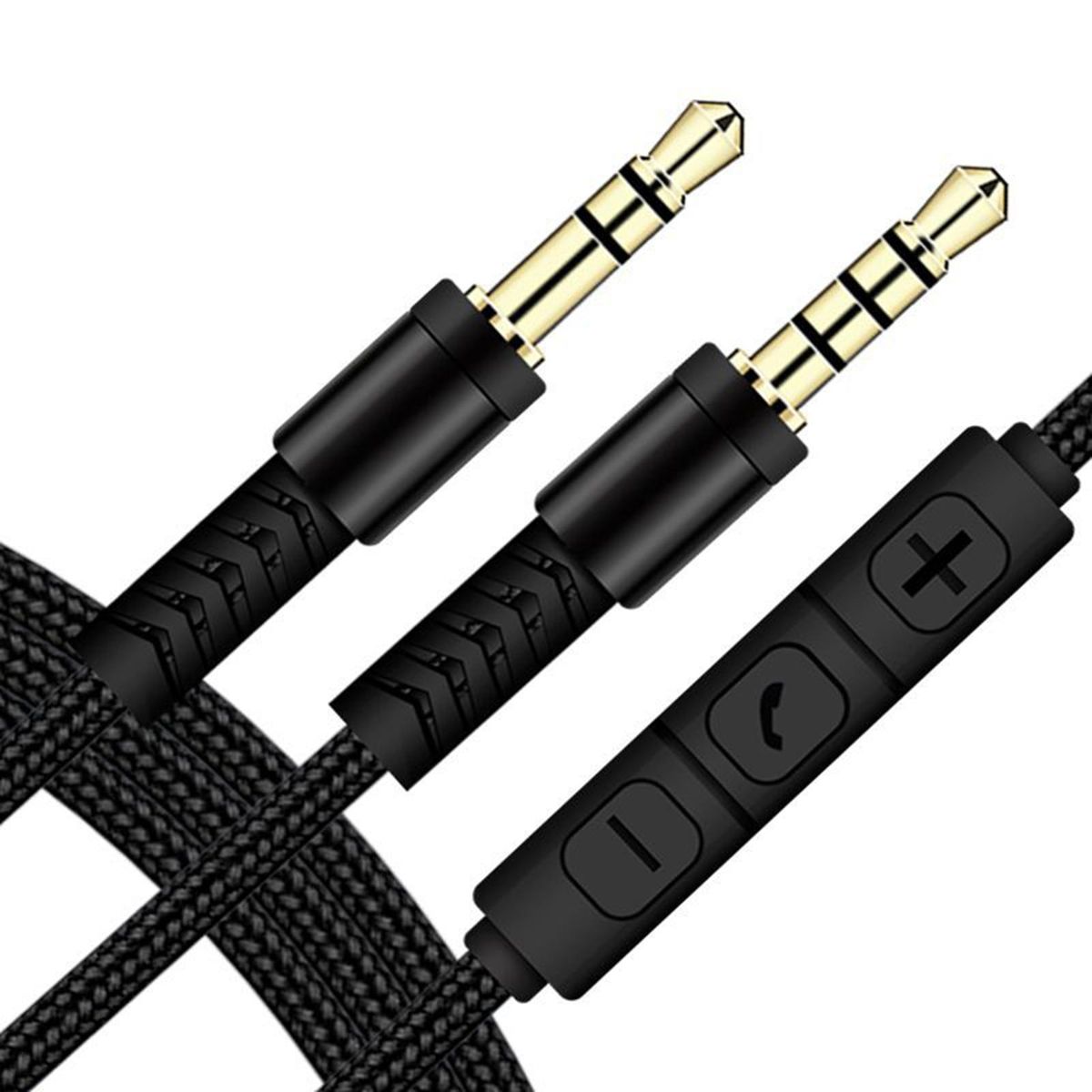 Audio Cord 3.5mm Jack Male to Male Audio Cable with Mic Black