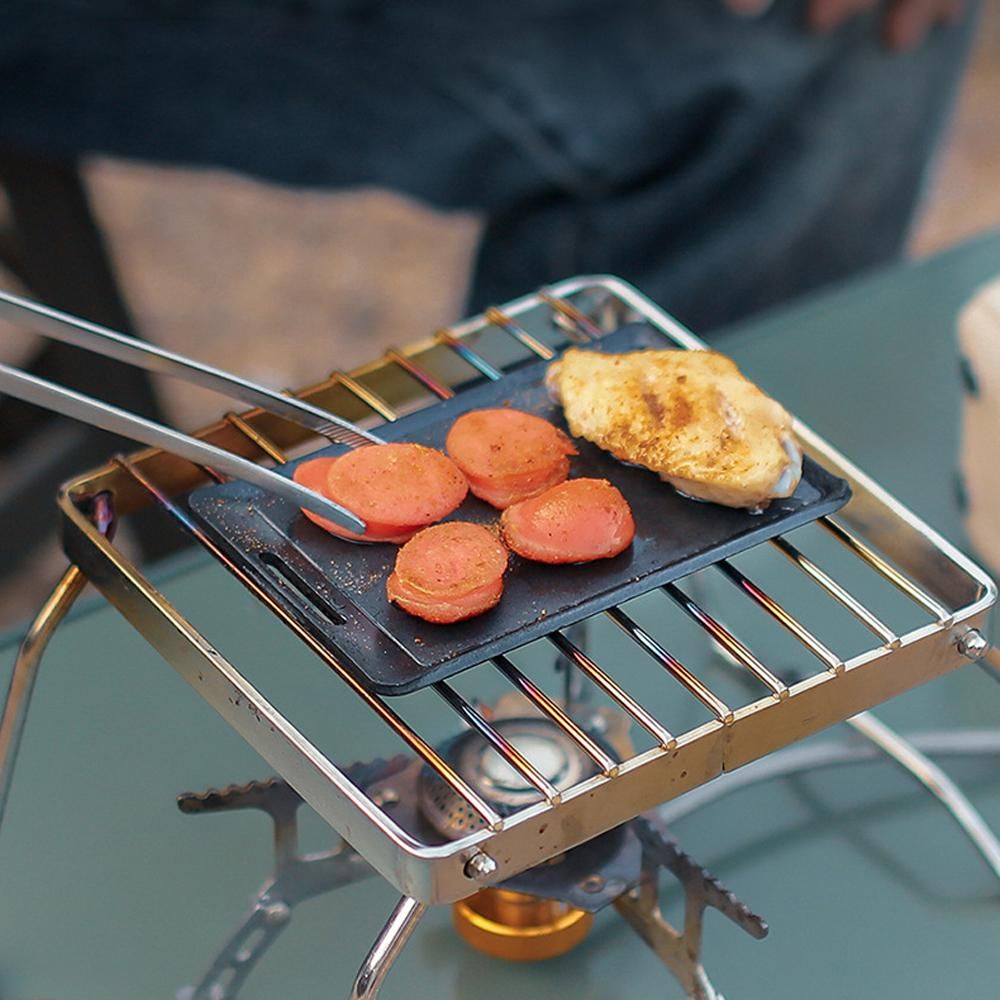 Iron Non-stick Barbecue Plate Outdoor Baking Tray Portable Camping Pincnic BBQ Cooking Device Frying Plate Detachable Handle Roasting Pan