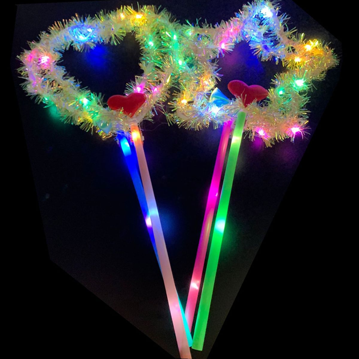 Love Heart Five-pointed Star LED Light Flashing Fairy Wand Glow Stick Kids Toy