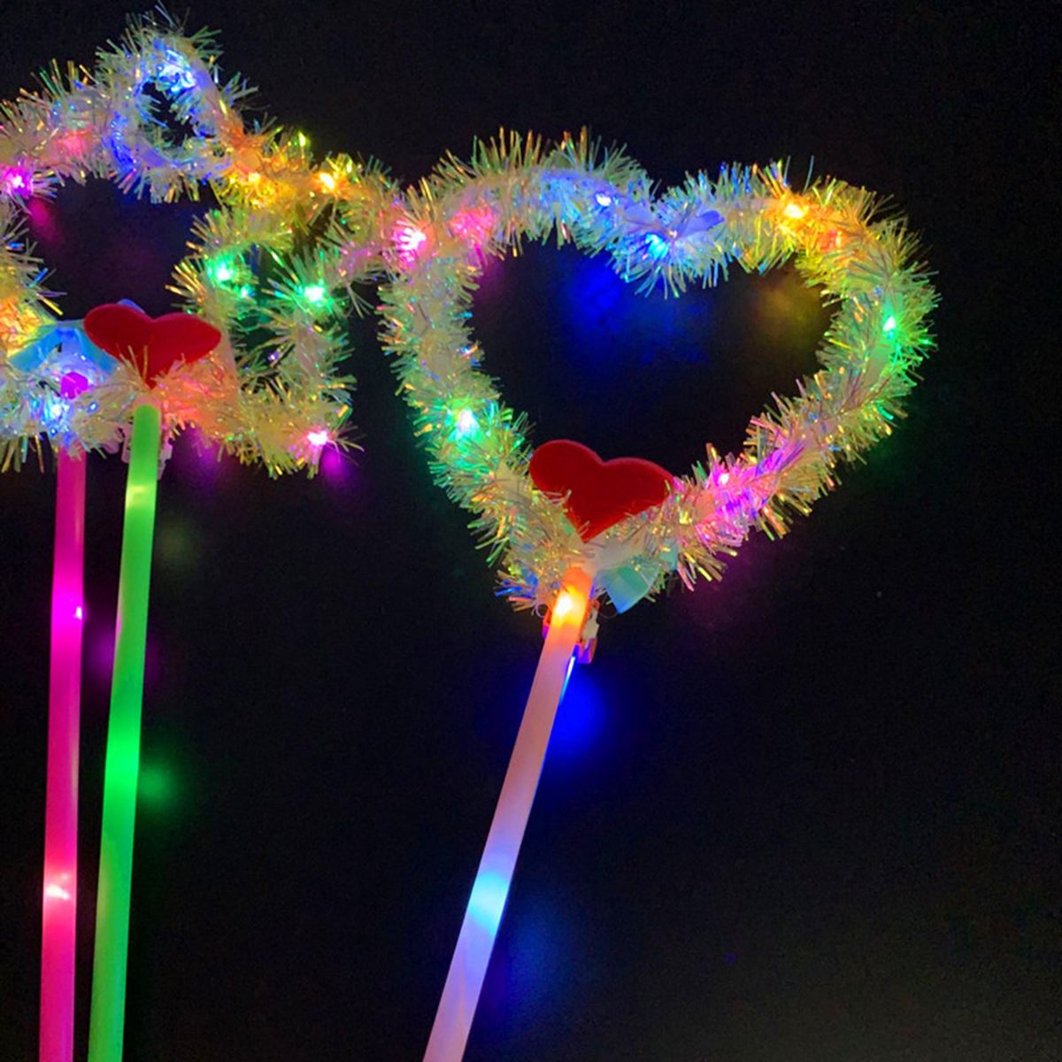 Love Heart Five-pointed Star LED Light Flashing Fairy Wand Glow Stick Kids Toy