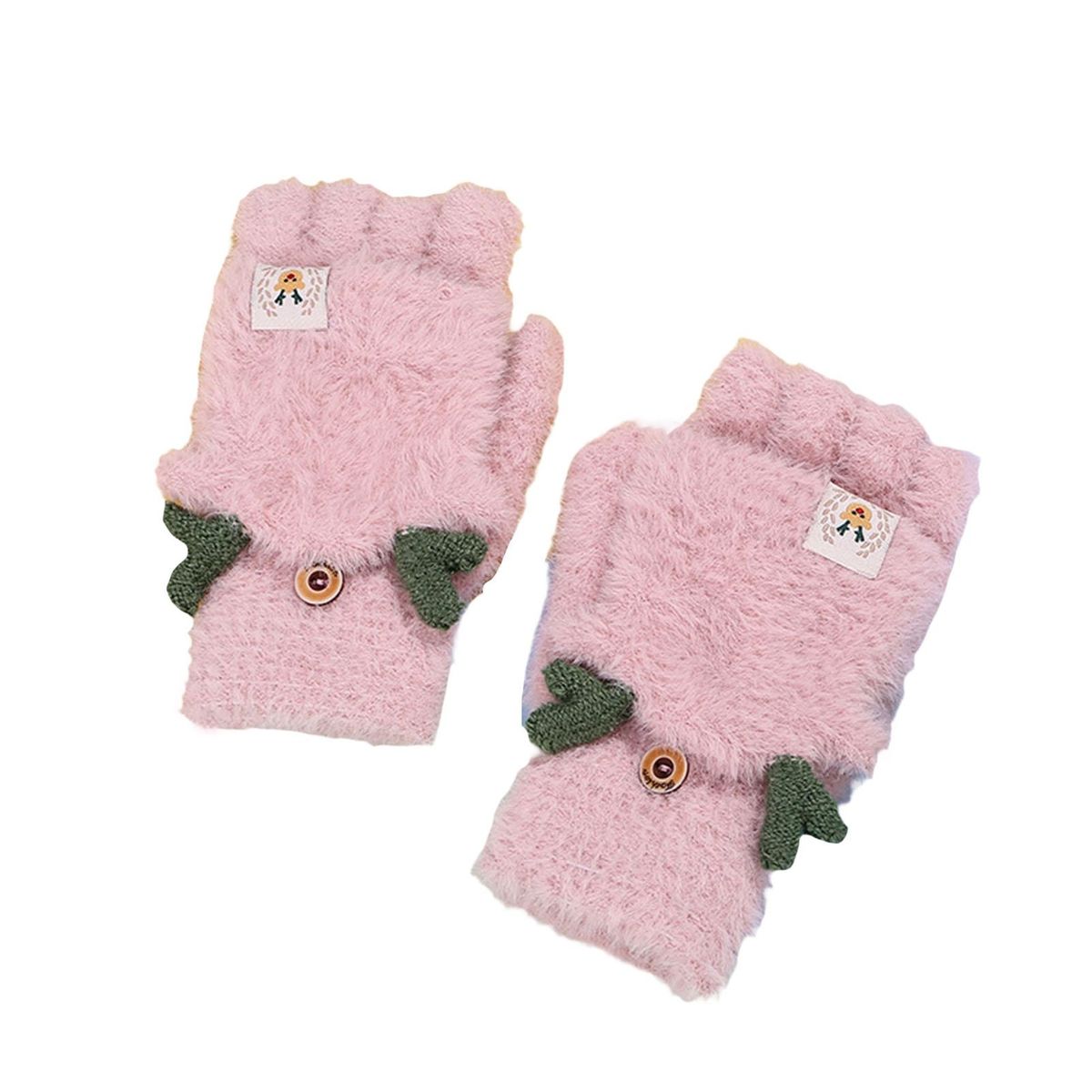 1 Pair Lady Ladies Winter Thermal Typing Mittens Pink