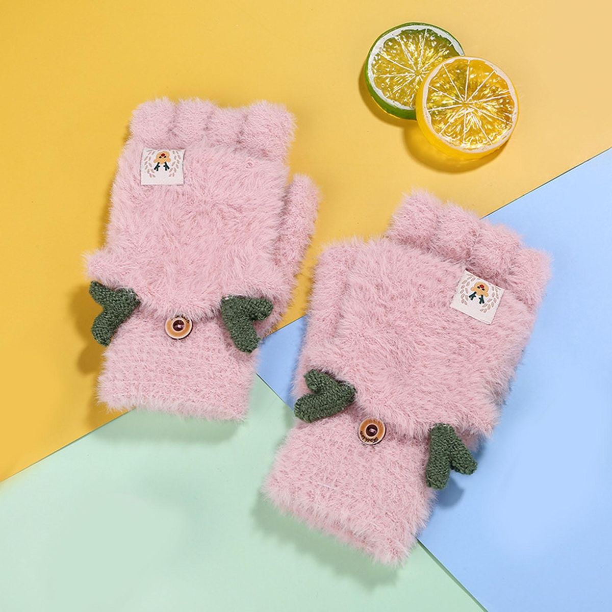 1 Pair Lady Ladies Winter Thermal Typing Mittens Pink