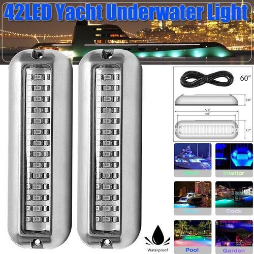 2Pcs 5 Inch Yacht Underwater Light 42 LED Navigation Light For Truck Boat Stern Anchor Light Marine Boat Sailing Signal Light