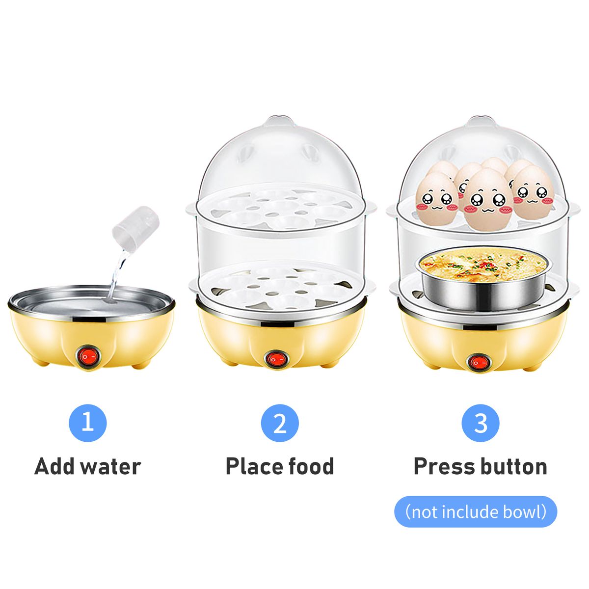 Double Layer Egg Cooker 14 Egg Capacity Hard Boiled Egg
