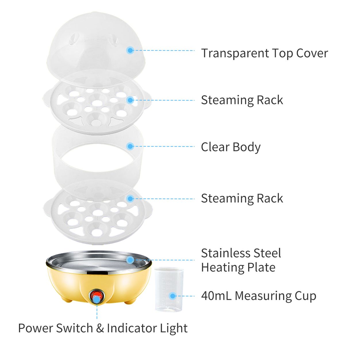 Double Layer Egg Cooker 14 Egg Capacity Hard Boiled Egg