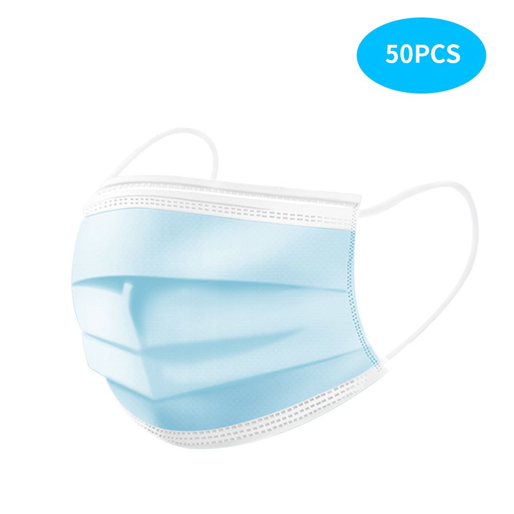 50Pcs Disposable Face Cover 3 Layers Cover Non-woven