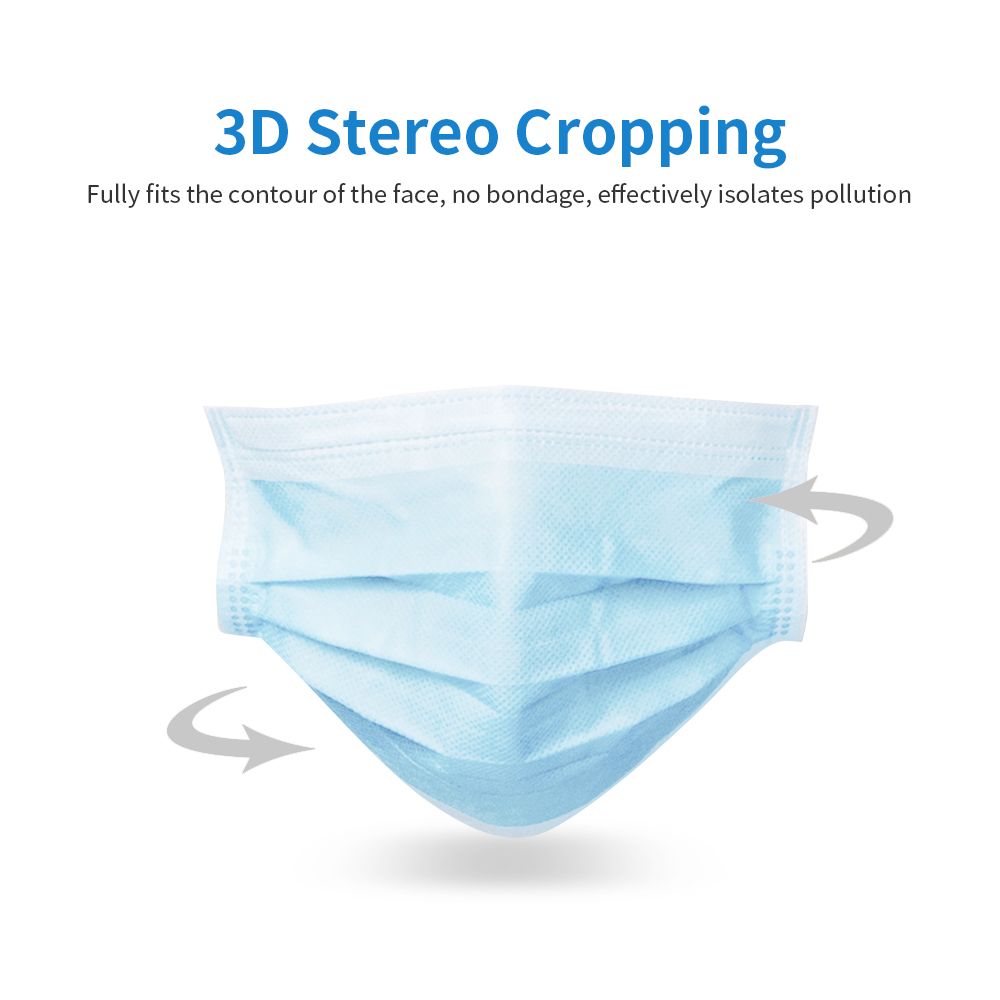 50Pcs Disposable Face Cover 3 Layers Cover Non-woven