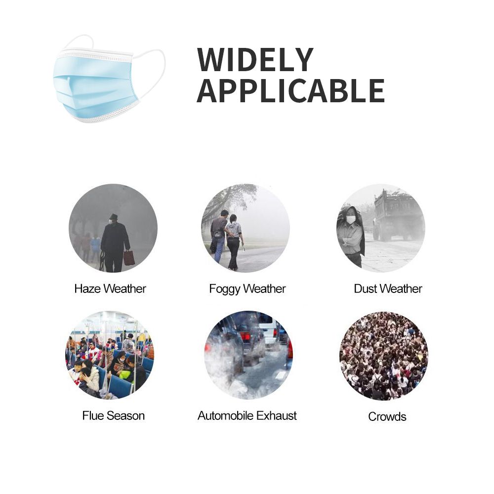 50Pcs Disposable Face Cover 3 Layers Cover Non-woven