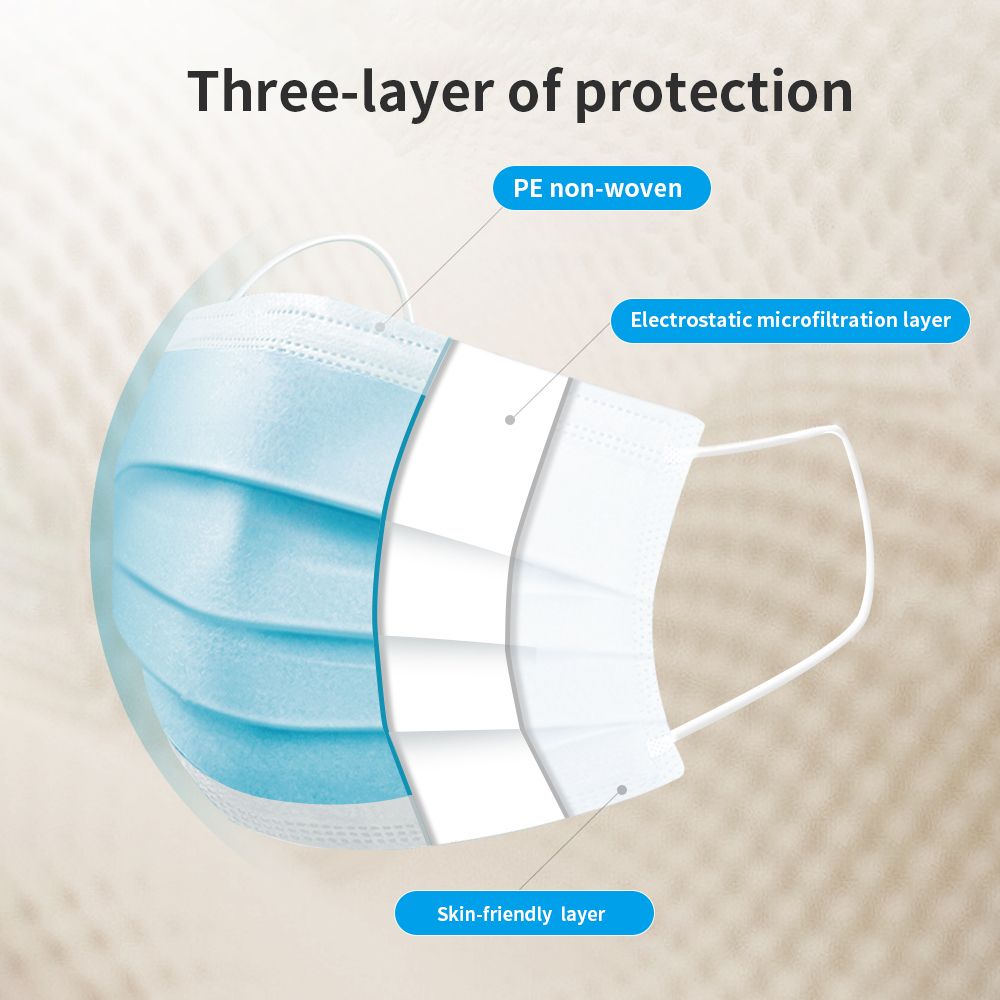 50Pcs Disposable Face Cover 3 Layers Cover Non-woven