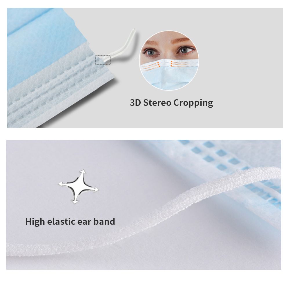 50Pcs Disposable Face Cover 3 Layers Cover Non-woven
