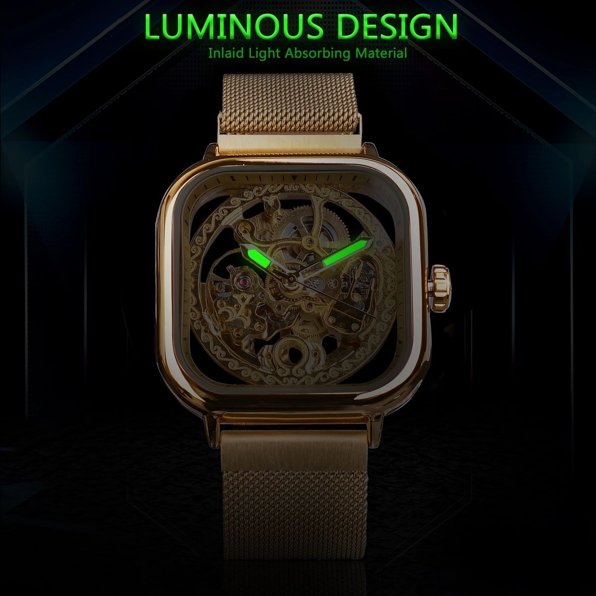 Brand Luxury Automatic Mechanical Transparent Mesh Men's Watch