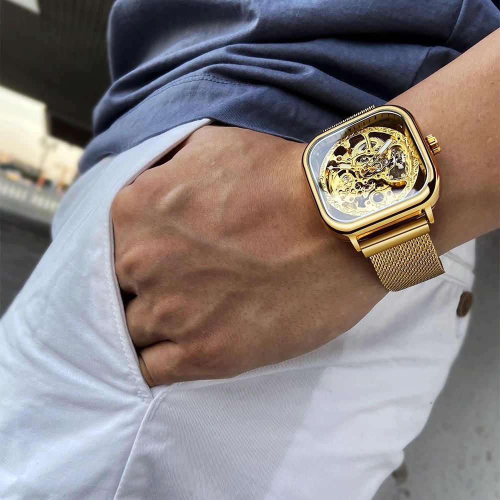 Brand Luxury Automatic Mechanical Transparent Mesh Men's Watch