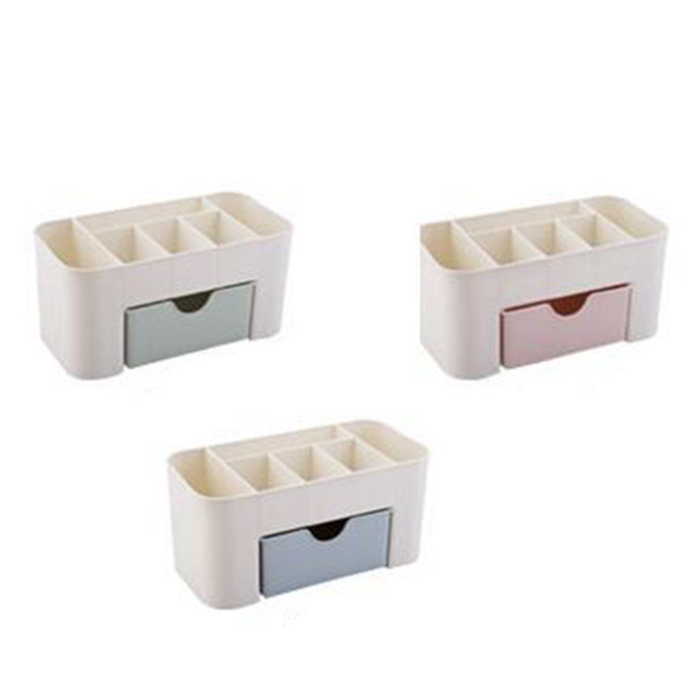 Plain Color Desktop Cosmetic Case With Small Drawer Storage Box