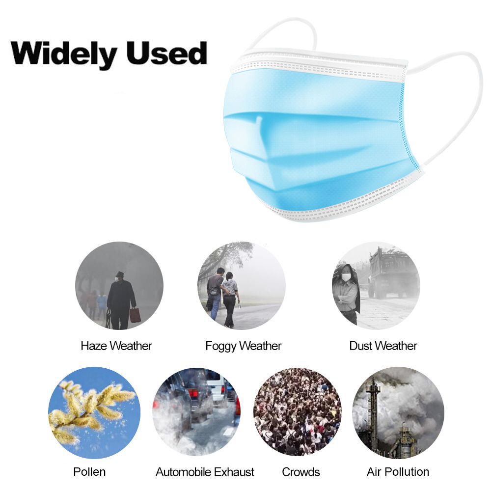 50PCS Disposable Mask Non-Woven Masks 3-Layer Comfortable