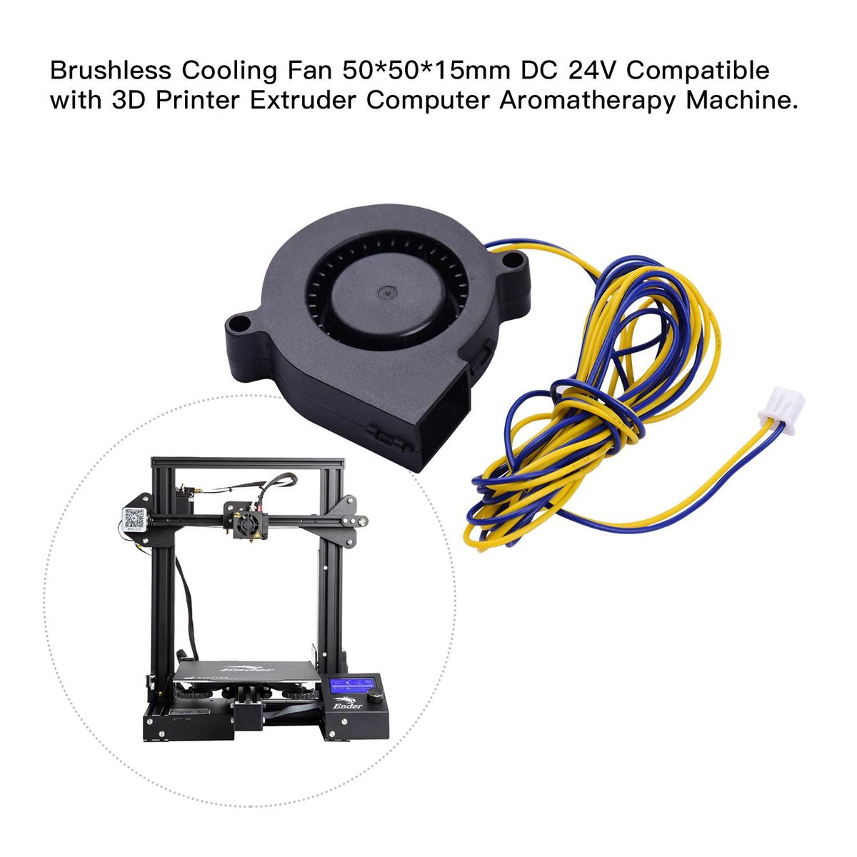 2pc Blower Fan Brushless Cooling Fan 50*50*15mm DC 24V Compatible with 3D Printer Extruder Computer Aromatherapy Machine
