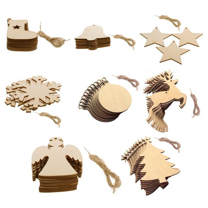10p S  Hristmas Wooden Pendant  Hristmas Tree De Oration  Reative Diy Home Living Room A  Essories Gift-bell