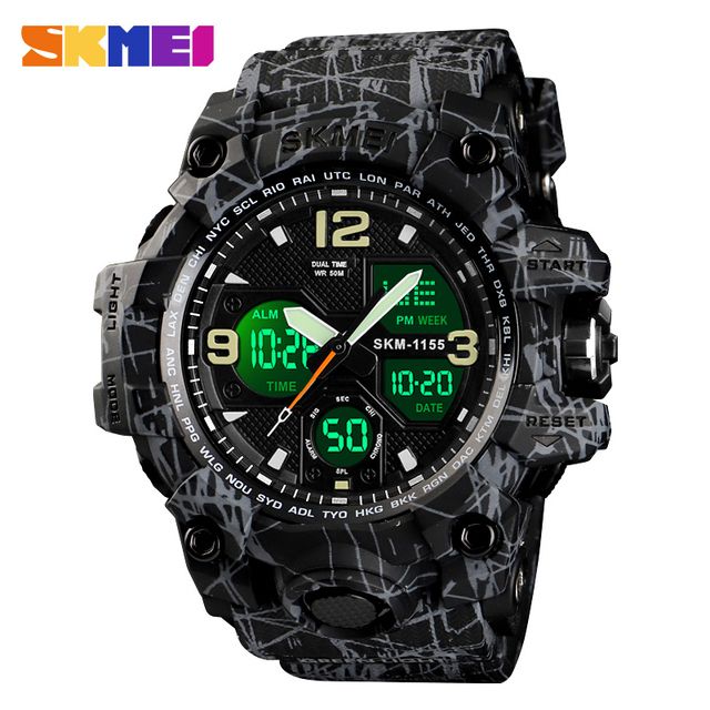 Dual Display Sports LED Waterproof Military Atmospheric Men's Watch