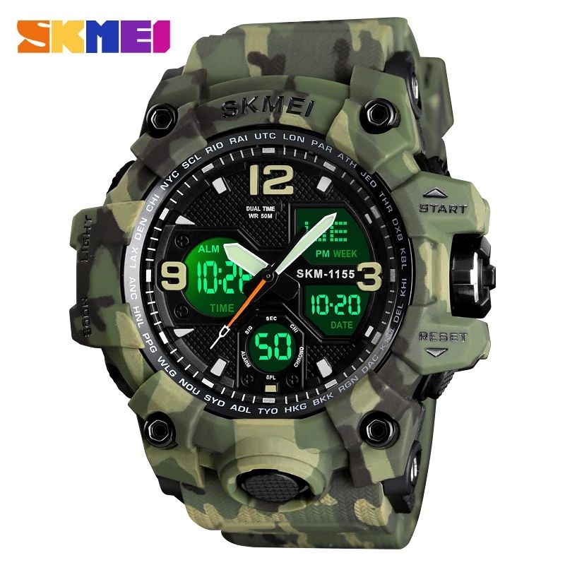 Dual Display Sports LED Waterproof Military Atmospheric Men's Watch