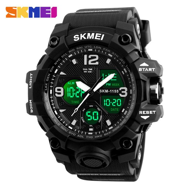 Dual Display Sports LED Waterproof Military Atmospheric Men's Watch