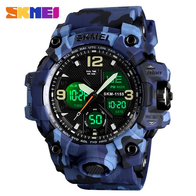 Dual Display Sports LED Waterproof Military Atmospheric Men's Watch