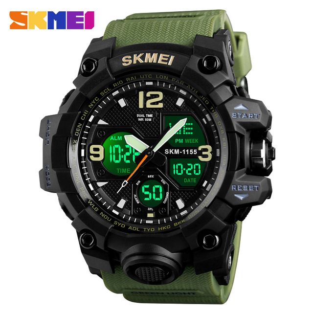 Dual Display Sports LED Waterproof Military Atmospheric Men's Watch