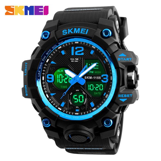 Dual Display Sports LED Waterproof Military Atmospheric Men's Watch