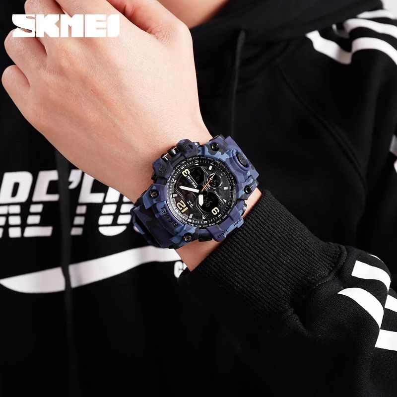 Dual Display Sports LED Waterproof Military Atmospheric Men's Watch